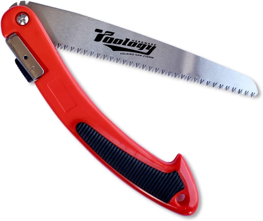 8" Folding Hand Pruning Saw for Gardening, Camping, Wood/Tree Cutting, Made with Heavy Duty SK-5 Steel (Red)