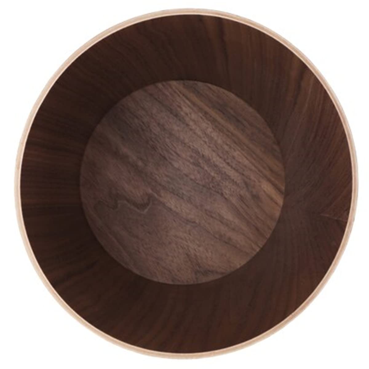 Round Stackable Wastebasket, Natural Wood Garbage Recycling Bin for Bathrooms, Kitchens, Home Offices (Dark Wood)
