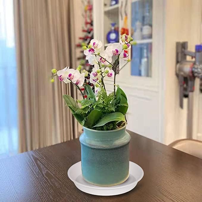 6 Pack Plastic White Plant Saucers for Potted Plants, 4 5 6 7 8 9 10 11 12 14 inch, Flower Pot Water Trays for Indoor Outdoor Ceramic or Plastic, Plant Containers Indoor (6", Creamy White)