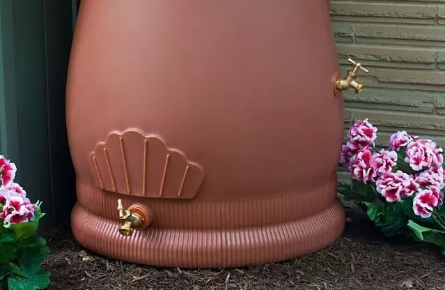 Rain Wizard Decorative Rain Barrel, 50 Gallon, with Brass Spigots (Terracotta)