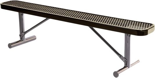 Heavy-Duty Outdoor Bench Thermoplastic Coated, Expanded Metal, Commercial-Grade Seating, Made in America (Portable Without Back, 6 Ft, Textured Gold Vein)