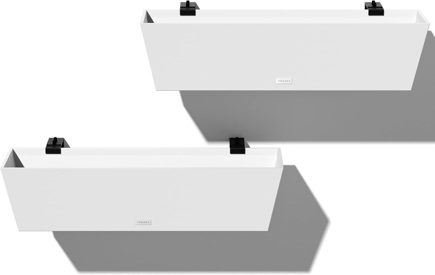 Veradek Pure Series Railing Planter - Plastic Hanging Planter for Outdoor Balcony/Fence | Durable All-Weather Use with Adjustable Brackets | Modern Décor for Flowers, Succulents, Hanging Plants