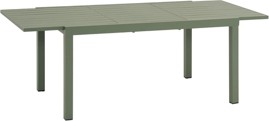 Soleil Jardin Aluminum Patio Extendable Dining Table, 59" - 83", Adjustable Indoor Outdoor Furniture Rectangle Table for 6-8 Person Porch Deck Garden, Green