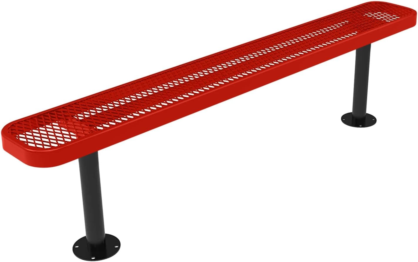 Coated Outdoor Furniture Heavy-Duty Outdoor Bench Thermoplastic Coated, Expanded Metal, Commercial-Grade Seating, Made in America (Surface Without Back, 6 Ft, Red)