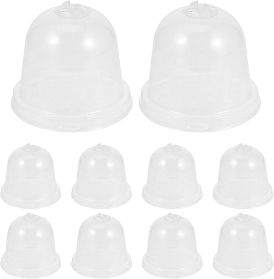 Mipcase 10pcs Transparent Plant Growth Domes Plastic Garden Cloche Covers for Plant Pot Hoods Ideal for Indoor and Outdoor Gardening Plant Enclosure Shields