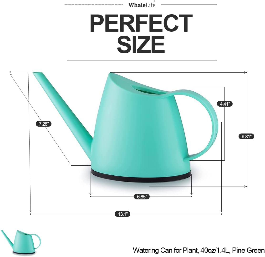 WhaleLife Indoor Watering Can for House Bonsai Plants (1.4L, Pine Green)