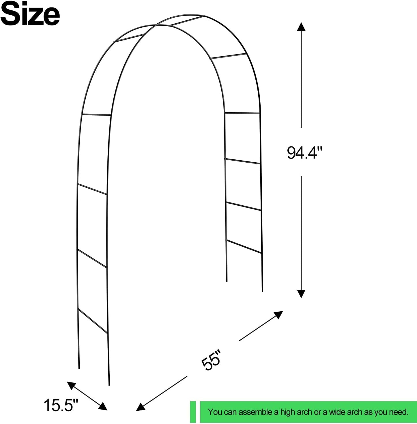 Metal Garden Arch Trellis 7.9ft High X 4.7ft Wide Garden Arbor for Various Climbing Plant Outdoor Garden Lawn Backyard Wedding Arch Party Decoration Archway