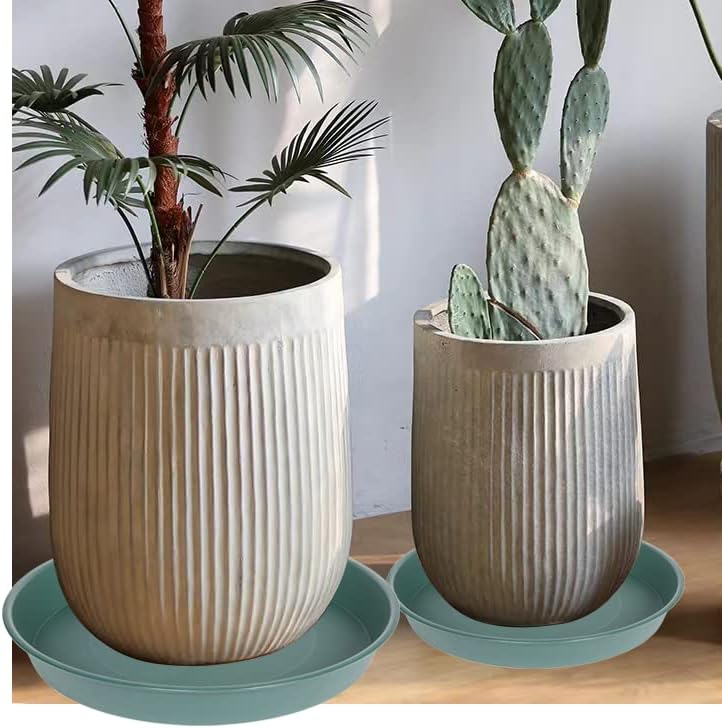 4 Pack of 16 17 inch Plant Saucer (15 inch Base), 2.3" Depth, Heavy Duty Deep Plant Trays for Pots, Bird Bath Bowls, Plastic Plant Saucers for Indoors, Drip Trays for Planter (17", Green)