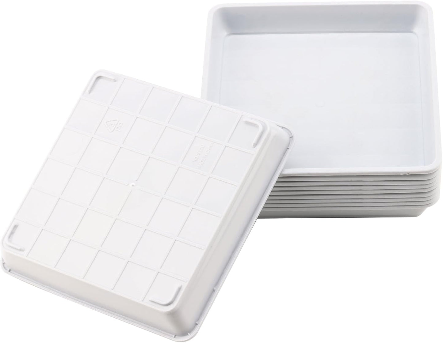 JOIKIT 15 PCS 11.4 x 11.4 Inch Square Plant Saucer, Plastic Plant Saucer Drip Tray, Square Flower Pot Tray for Indoors and Outdoor Plant Pots, 1.6 Inch Deep, White