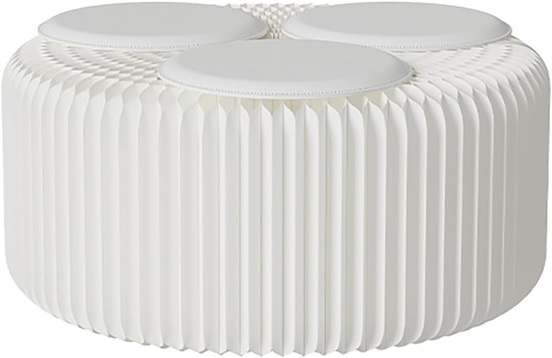 Foldable Kraft Paper Stool, Honeycomb Accordion Folding Bench, Collapsible Paper Stool for Small Spaces, Portable Footrest and Side Table for Living Room and Office,White-30×30×150cm