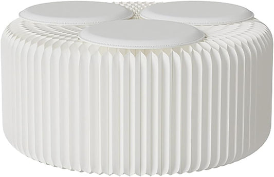 Foldable Kraft Paper Stool, Honeycomb Accordion Folding Bench, Collapsible Paper Stool for Small Spaces, Portable Footrest and Side Table for Living Room and Office,White-30×30×150cm