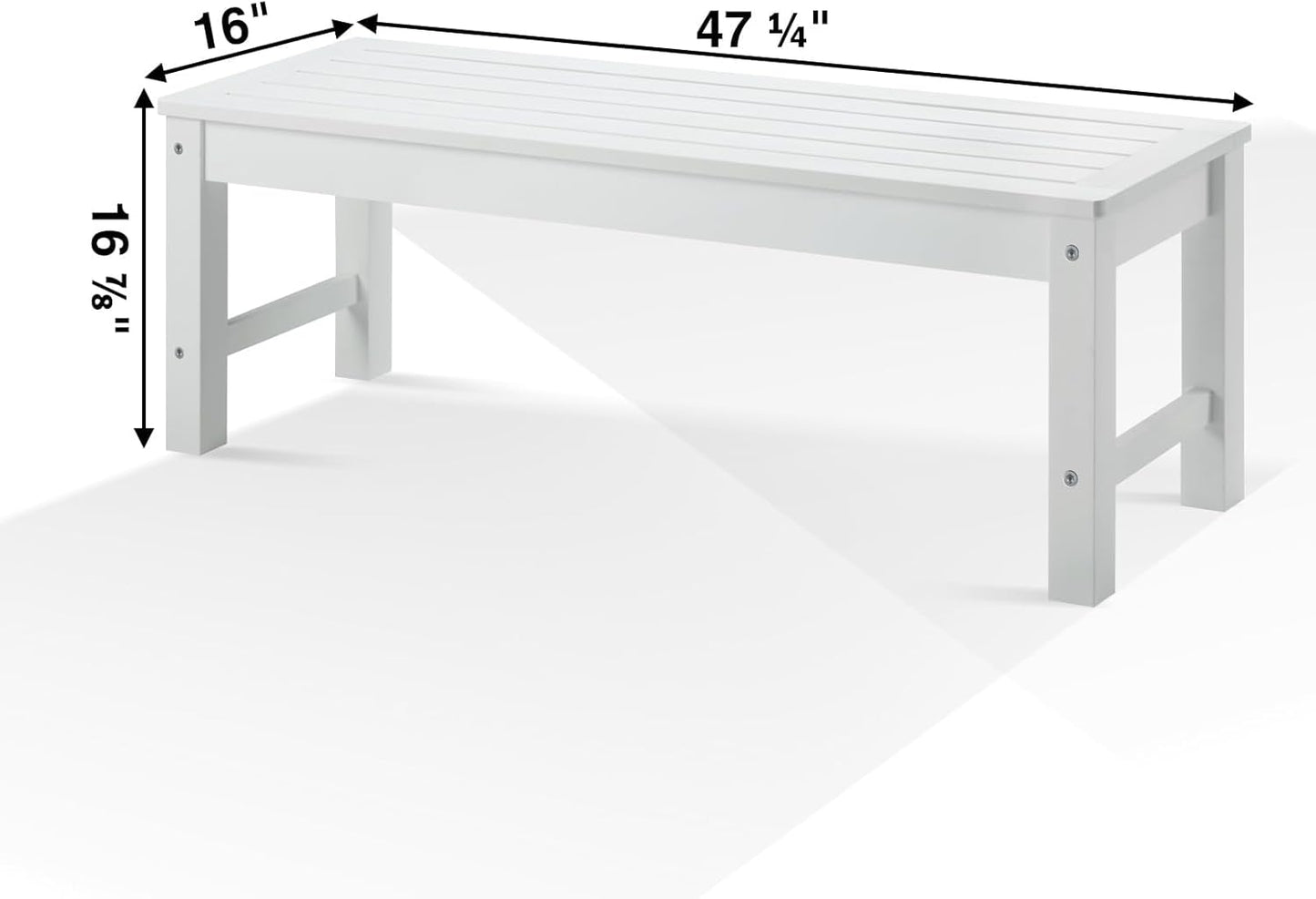 Psilvam Outdoor Bench, Two Person Poly Lumber Porch Bench, Weatherproof Garden Bench That Never Rot and Fade, All-Weather Patio Bench Suit for Garden, Porch, and Park (White)