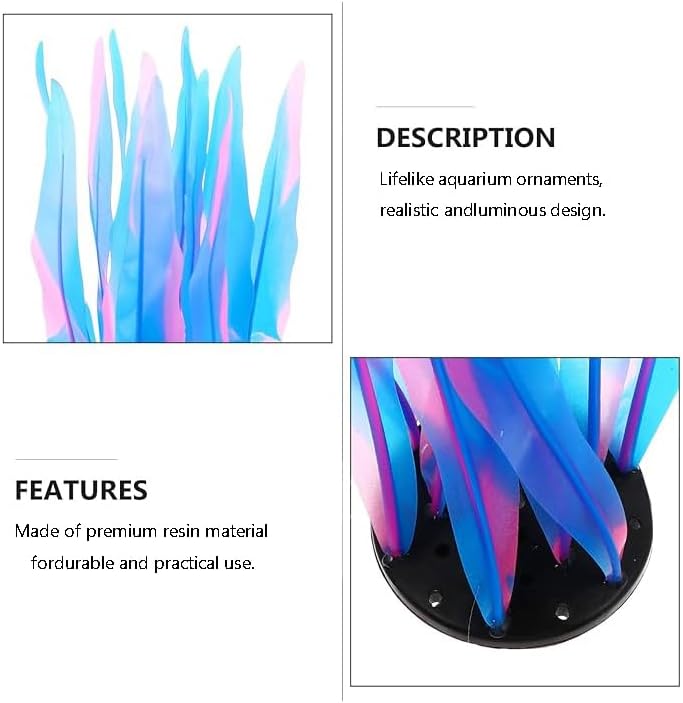 2Pcs Soft Silicone Aquarium Plants Glowing Kelp Fish Tank Plants Decor Artificial Aquarium Plant Decoration Simulation Artificial Water Grass for Fish Tank,Blue,7inch