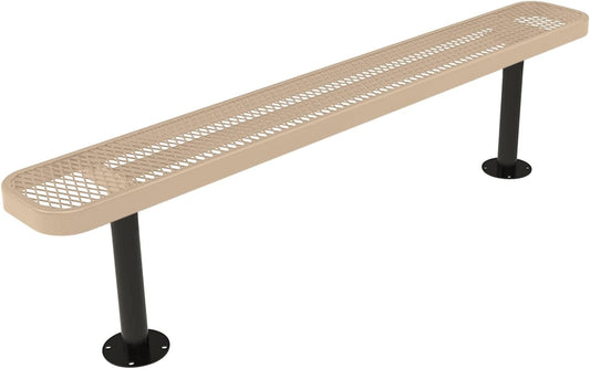 Coated Outdoor Furniture Heavy-Duty Outdoor Bench Thermoplastic Coated, Expanded Metal, Commercial-Grade Seating, Made in America (Surface Without Back, 6 Ft, Tan)
