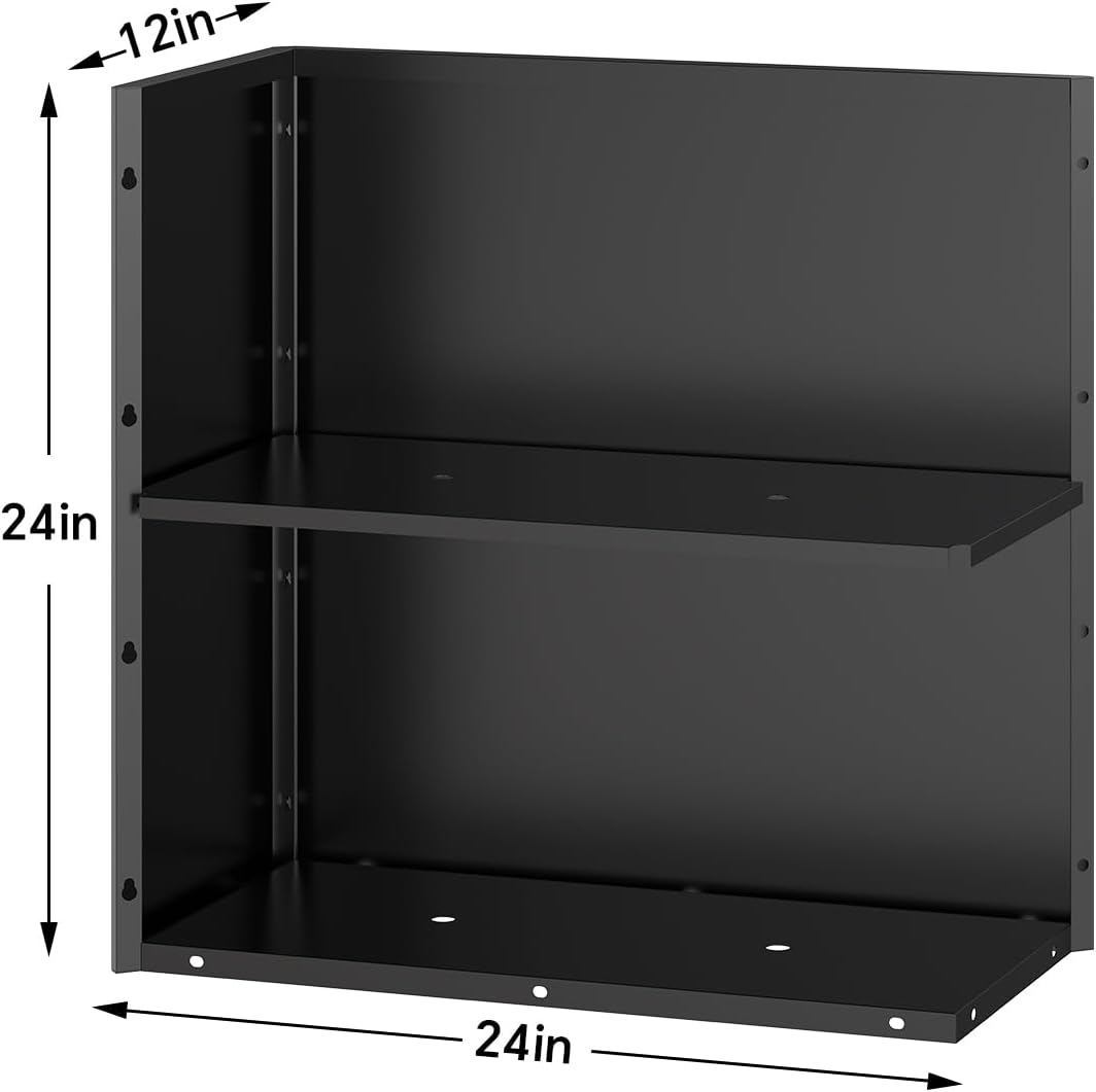 Galvanized Steel Tall Planter – 24x12x24in with Removable Insert Shelf | All-Weather Rectangular Metal Planter Box for Porch, Garden, Patio | Indoor & Outdoor Use | Black