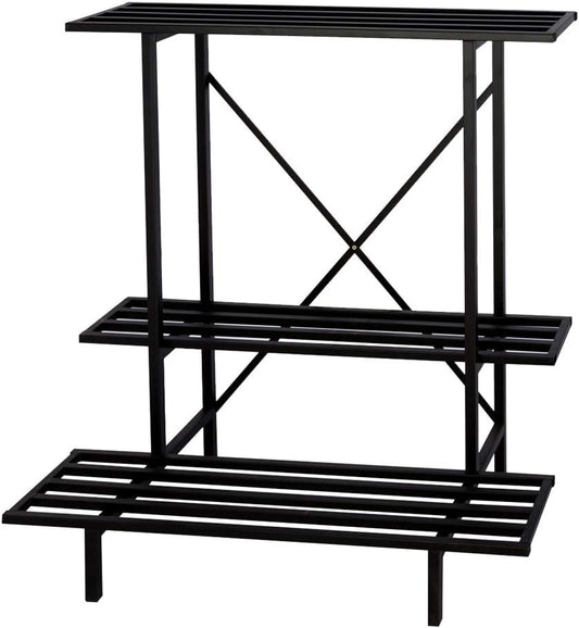 Zhongma 3 Tier Plant Stand Space-Saving Heavy Duty Plant Holder for Balcony, Home, Garden ,Metal Sturdy Plant Stand for Indoor and Outdoor