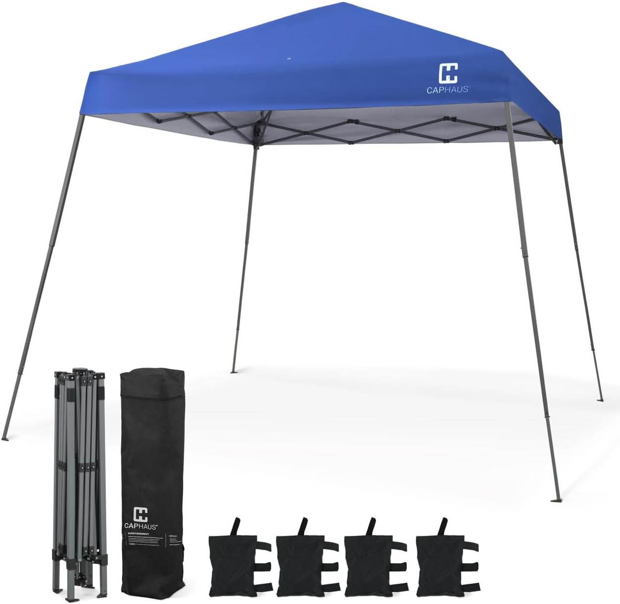 CAPHAUS One-Push Pop Up 8x8 Canopy Tent, Heavy-Duty Commercial Grade with Central Lock, Portable Instant Folding Shelter with10x10 Base, Perfect for Outdoor Beach Canopy, Blue