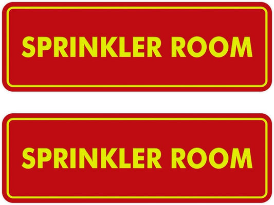 Signs ByLITA Standard Sprinkler Room Sign (Red/Yellow) - Small 2 Pack