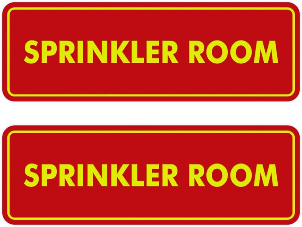 Signs ByLITA Standard Sprinkler Room Sign (Red/Yellow) - Medium 2 Pack
