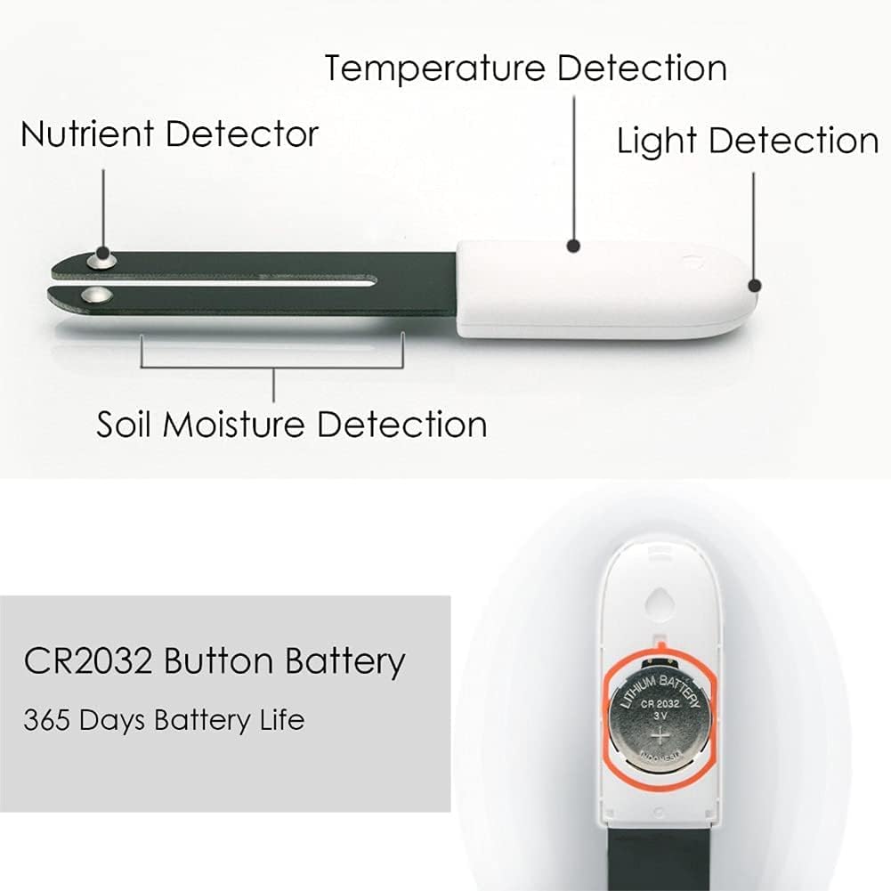 Soil Moisture Meter 4 in 1,Plant Water Monitor,Automatically detect Moisture/Temperature/Light/Fertility,Can Connect to Mobile Phone via Bluetooth,Hygrometer Sensor for Indoor Plants (1pc)