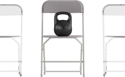 Flash Furniture Hercules Big and Tall Commercial Folding Chair - Extra Wide 650LB. Capacity - Durable Plastic - Gray, 4-Pack