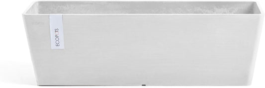 Ecopots Bruges Durable Modern Rectangular Indoor/Outdoor Recycled-Based Composite Flower Pot Planter, Pure White, 17.75"