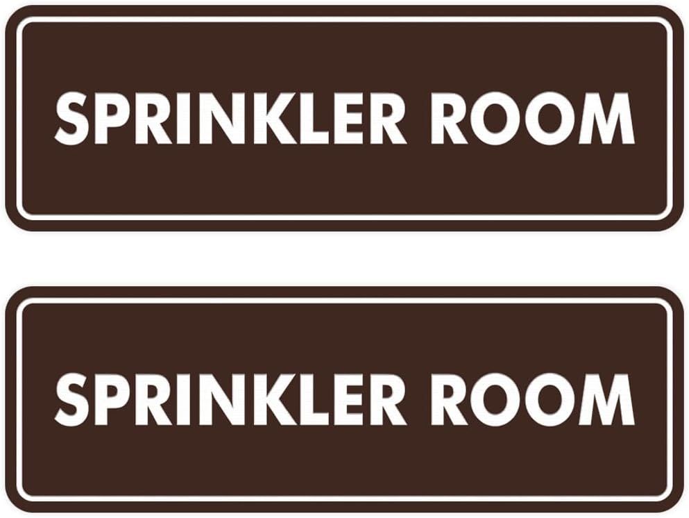 Signs ByLITA Standard Sprinkler Room Sign (Dark Brown) - Medium 2 Pack