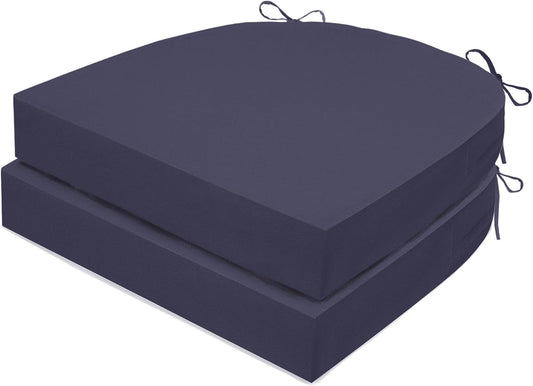 Outdoor Chair Cushions Set of 2, Waterproof Foam Patio Seat Cushions with Ties for Garden Sofa & Dining Furniture, 3-Year Color Fastness, 18x18x3 Inch, Grey