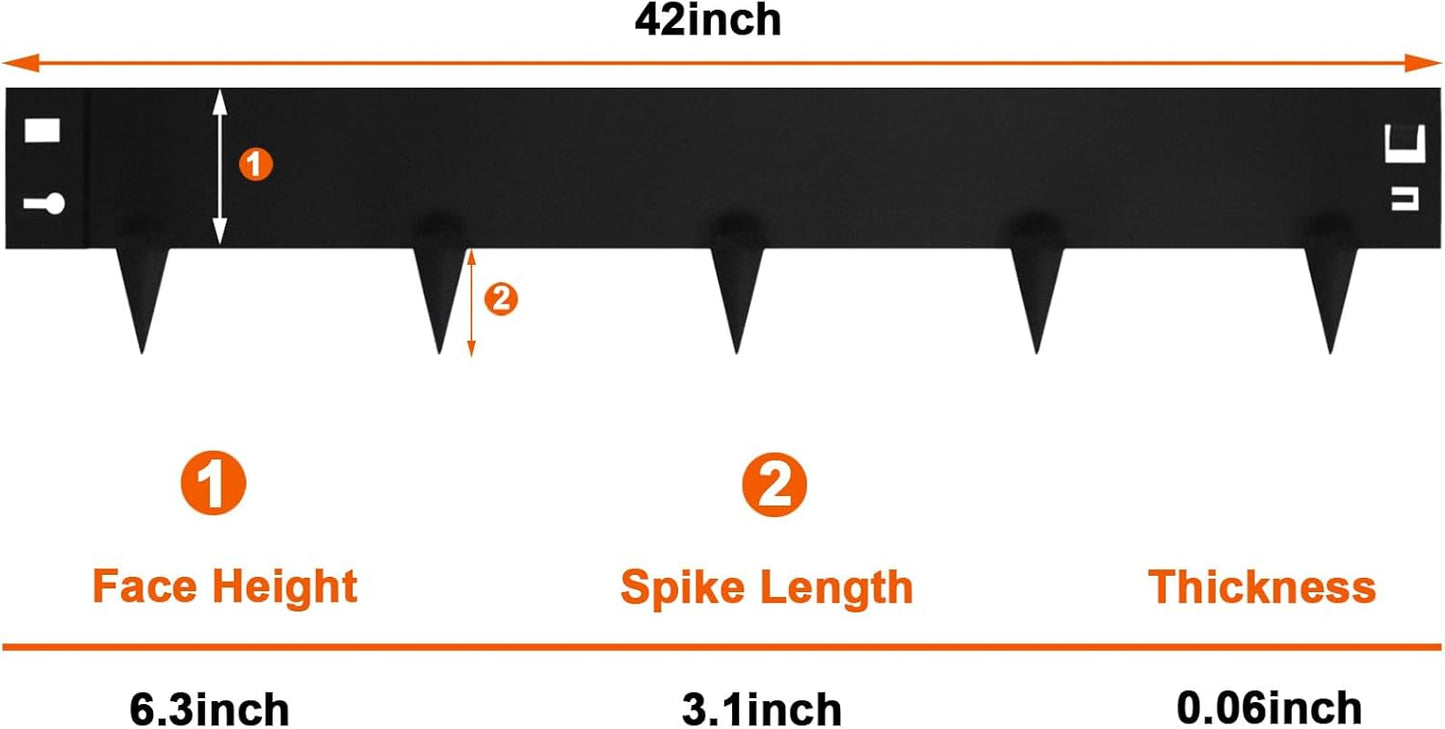 42" L X9.4 H Metal Landscape Edging, Heavy Duty Galvanized Steel Garden Edging,6 Pack Garden Edging Border for Lawn, Flower Bed, Yard (Black)