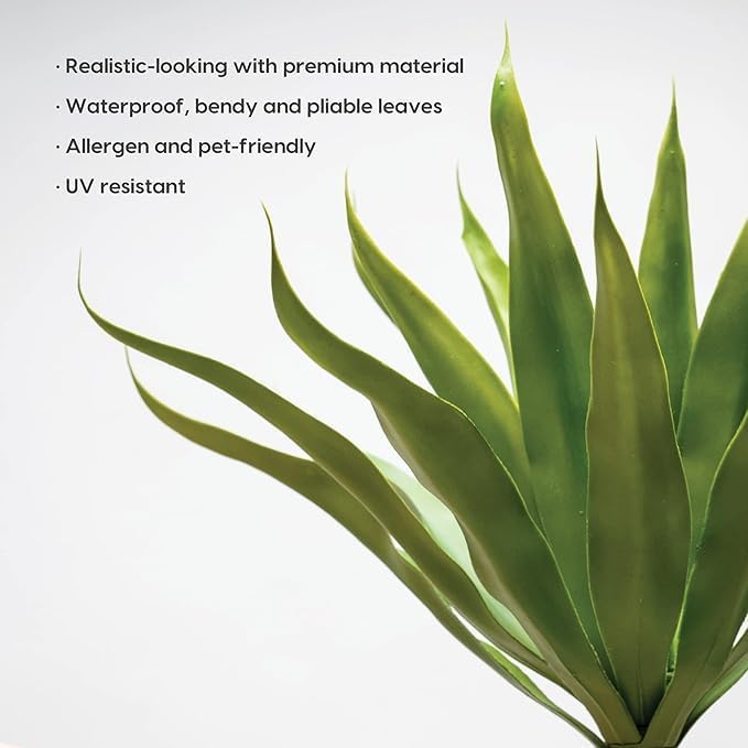 Velener Fake Agave Artificial Plant: Unpotted Fake Plant for Room Decor, UV Resistant Faux Agave Plant for Outdoor/Indoor Decor, 22 inches, 2 Pack