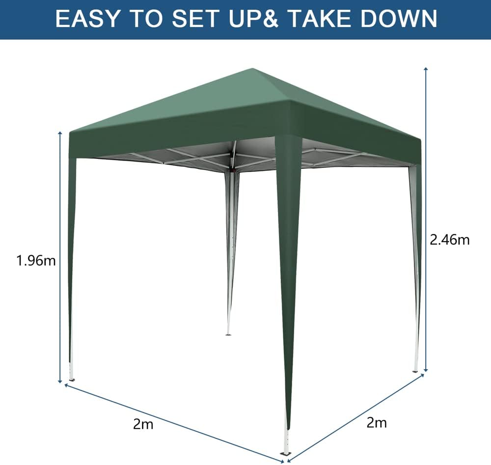 Outvita 6.5x6.5ft Pop Up Canopy Tent, Outdoor Instant Shelter Folding Canopy with Carry Bag for Commercial Events, Party, Backyard BBQ, Camping Green