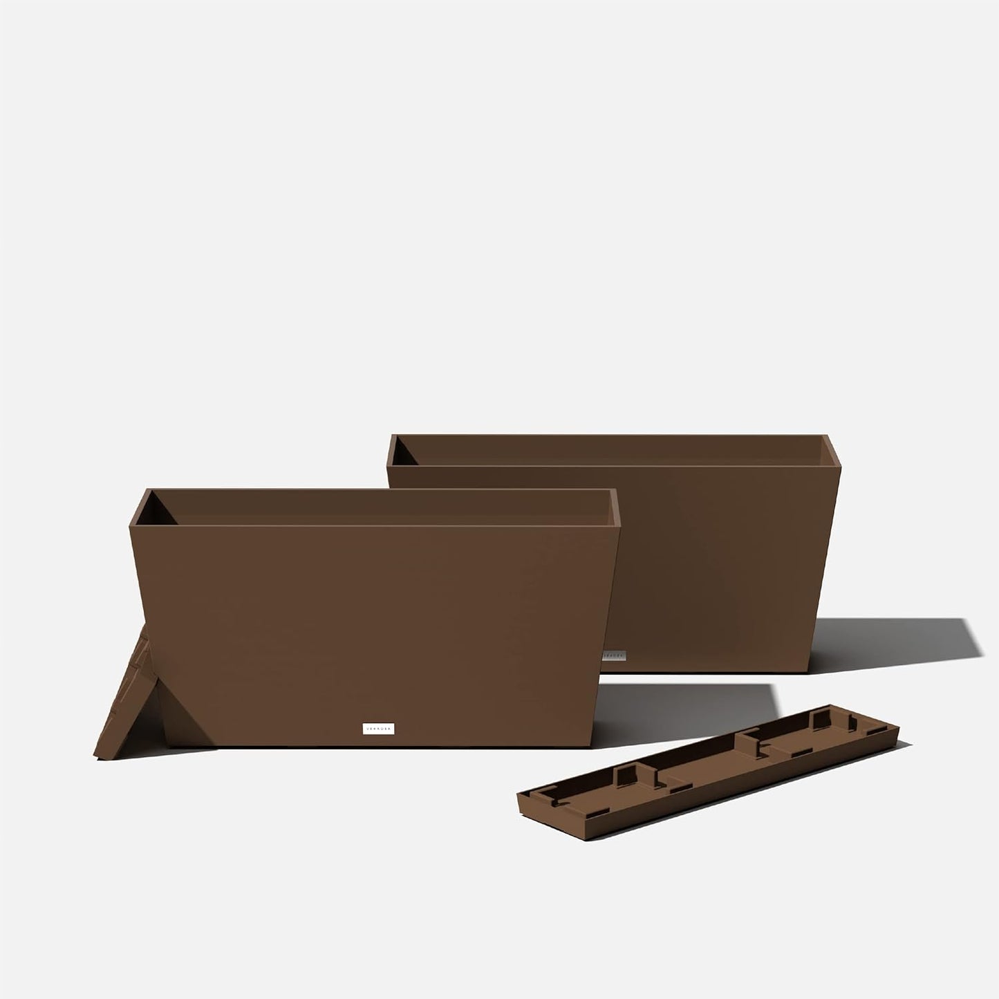 Veradek Midori Long Trough Planter (Espresso, 31 inch - 2 Pack with 2 Saucer Trays)