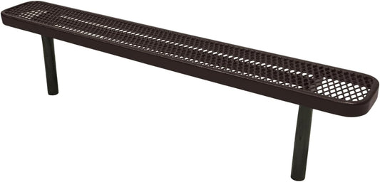 Coated Outdoor Furniture Heavy-Duty Outdoor Bench Thermoplastic Coated, Expanded Metal, Commercial-Grade Seating, Made in America (Inground Without Back, 6 Ft, Brown)