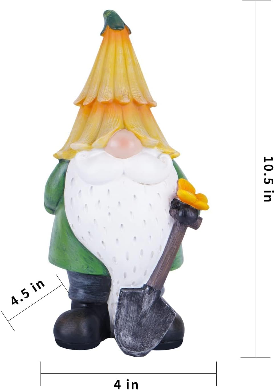 Topadorn Garden Gnome Outdoor Gnome Statue Resin Sculpture Outdoor Figurine with Yellow Hat for Garden Decoration, 11 Inch