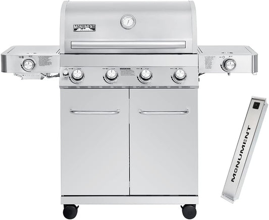 Monument Grills Larger 4-Burner Propane Gas Grills Stainless Steel with Smoke Box(2 items)
