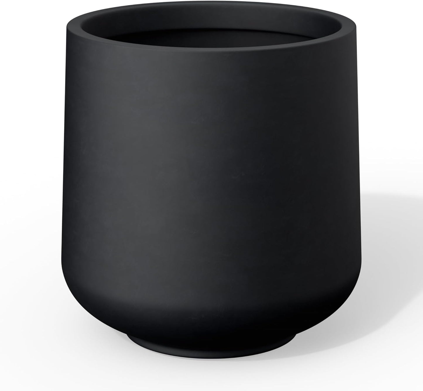 Kante 11.6" Dia Round Concrete Planter, Outdoor Indoor Large Plant Pots Containers with Drainage Hole and Rubber Plug for Home Garden Patio, Black