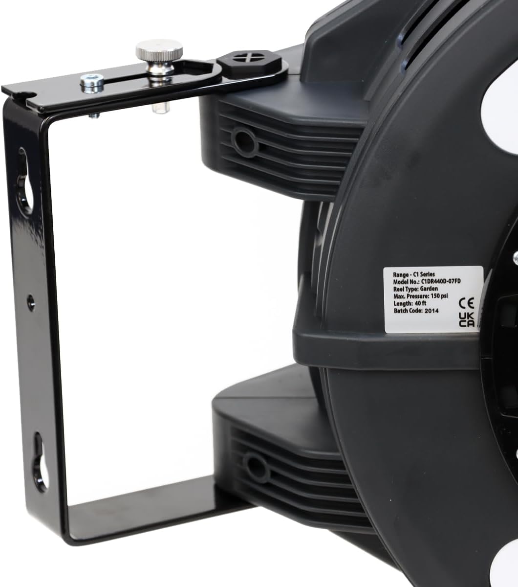 Macnaught C1 Series Retractable Garden Hose Reel, 40 Ft Water Hose Reel Heavy Duty Retractable Hose with Metal 180° Swivel Rotation Bracket for Wall Mount - Gray