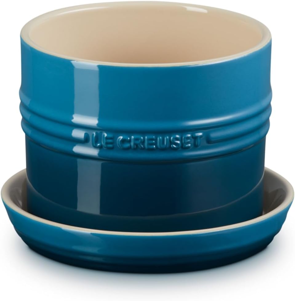 Le Creuset Stoneware Herb Planter, 5.5 Inches, Deep Teal