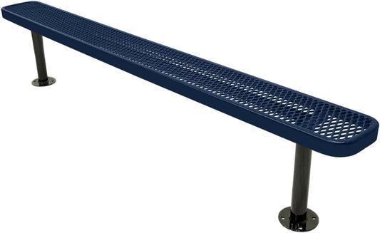 Heavy-Duty Outdoor Bench Thermoplastic Coated, Expanded Metal, Commercial-Grade Seating, Made in America (Surface Without Back, 8 Ft, Textured Dark Blue)