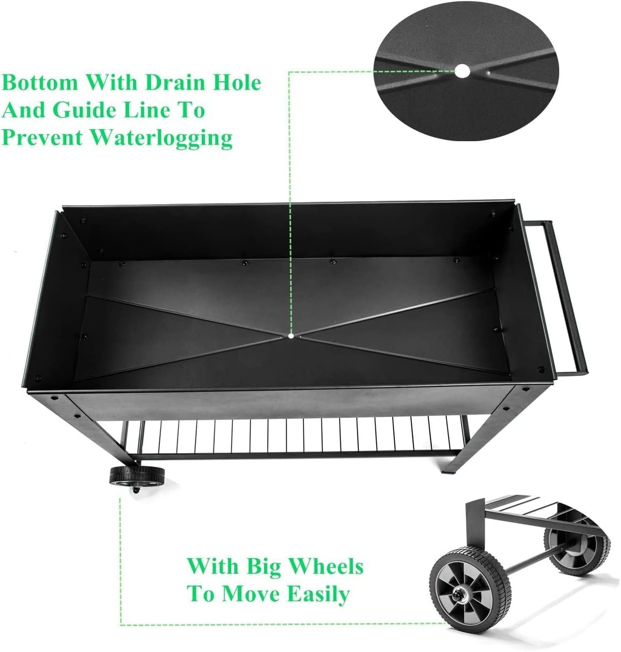 Raised Planter Box with Legs Outdoor Elevated Garden Bed On Wheels for Vegetables Flower Herb Patio
