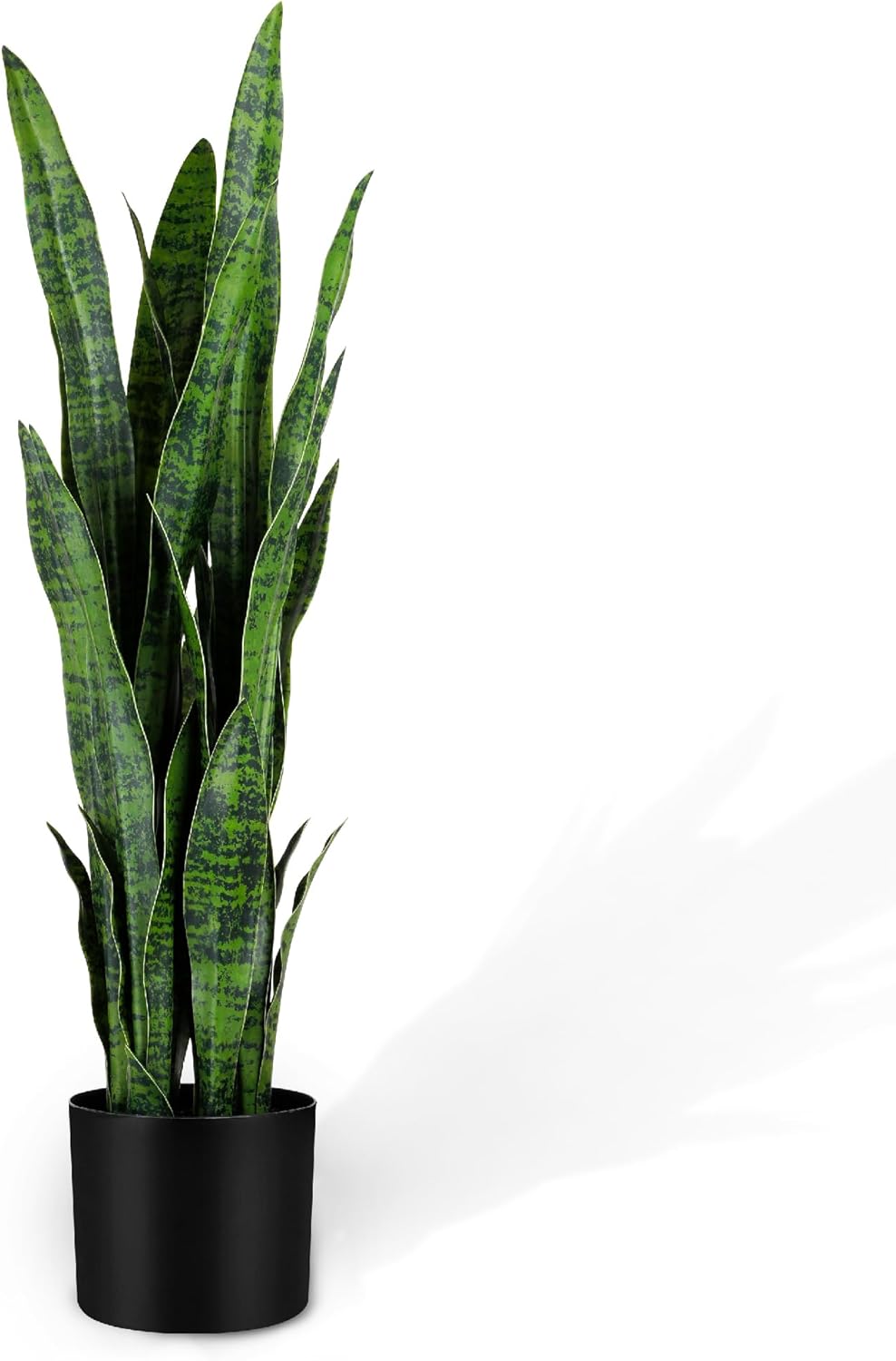 KOL 3ft Artificial Snake Plant, Fake Sansevieria Potted Plants, 32 Thick Lifelike Faux Leaves, Indoor Home Office Decor, Mother-in-Law Tongue Houseplant, 35in, Green