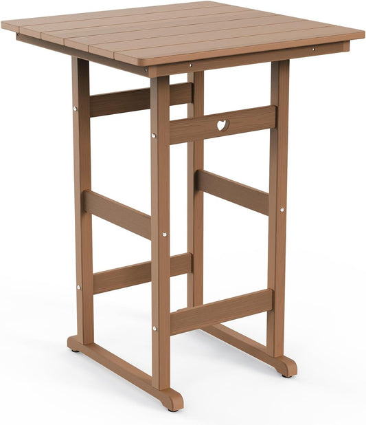 Adirondack Outdoor Bar Table, Durable HDPE Composite, Weather Resistant, Easy to Clean, Perfect for Backyard and Poolside Use, Teak