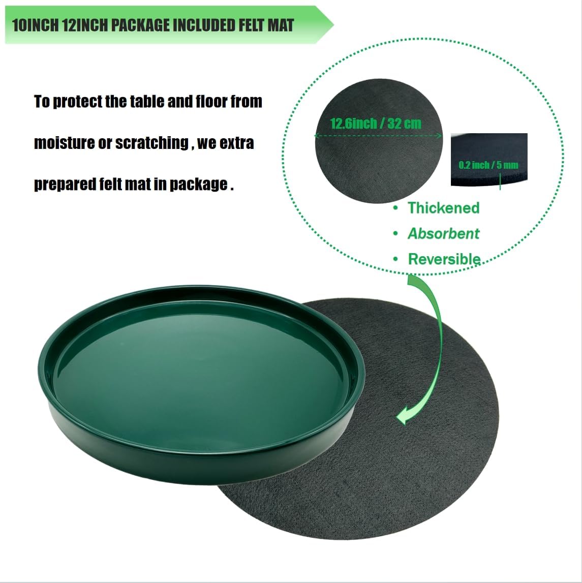 Ceramic Plant Saucer Pot Tray 12 Inch, Planter Saucers 4 5 6 7 8 9 10 11 12 13 Inch for Indoors Outdoor, Durable Sturdy Flower Drainage drip Water Tray for Glazed Pots Base (12.7 Inch-Green)