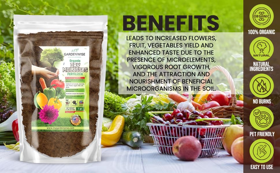 Organic Molasses for Plants - Horticultural Molasses - Ideal for Traditional & Hydroponic Gardening, for Indoor & Outdoor Plants (5 QUARTS)