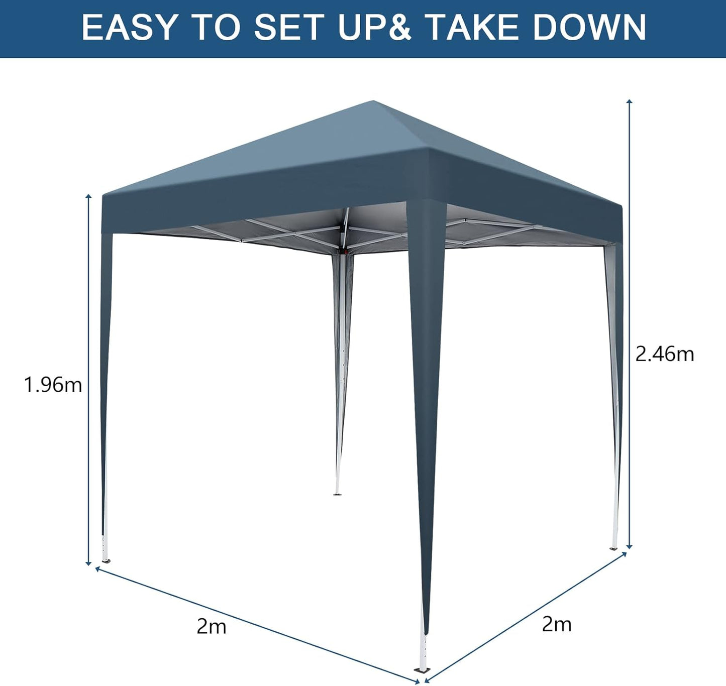 Outvita 6.5x6.5ft Pop Up Canopy Tent, Outdoor Instant Shelter Folding Canopy with Carry Bag for Commercial Events, Party, Backyard BBQ, Camping Blue