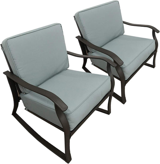 Casualstay Patio Chair Set of 2 Rocking Chairs with Comfortable Super Thick Back&seat Cushion,Durable Steel Frame Good Choice for Outdoor, Indoor,Home,Bistro Conversation Occasions