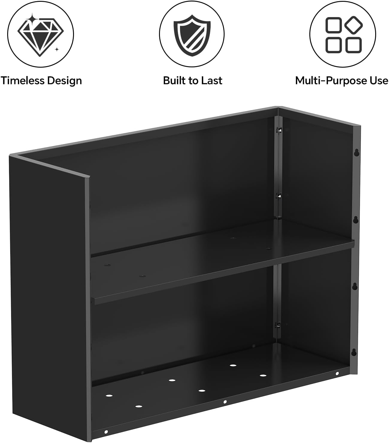 Heavy-Duty Galvanized Steel Planter with Removable Insert Shelf & 4 Drainage Holes - 32x12x24 Inches Large Size Planters for Outdoor/Indoor Patio, Black