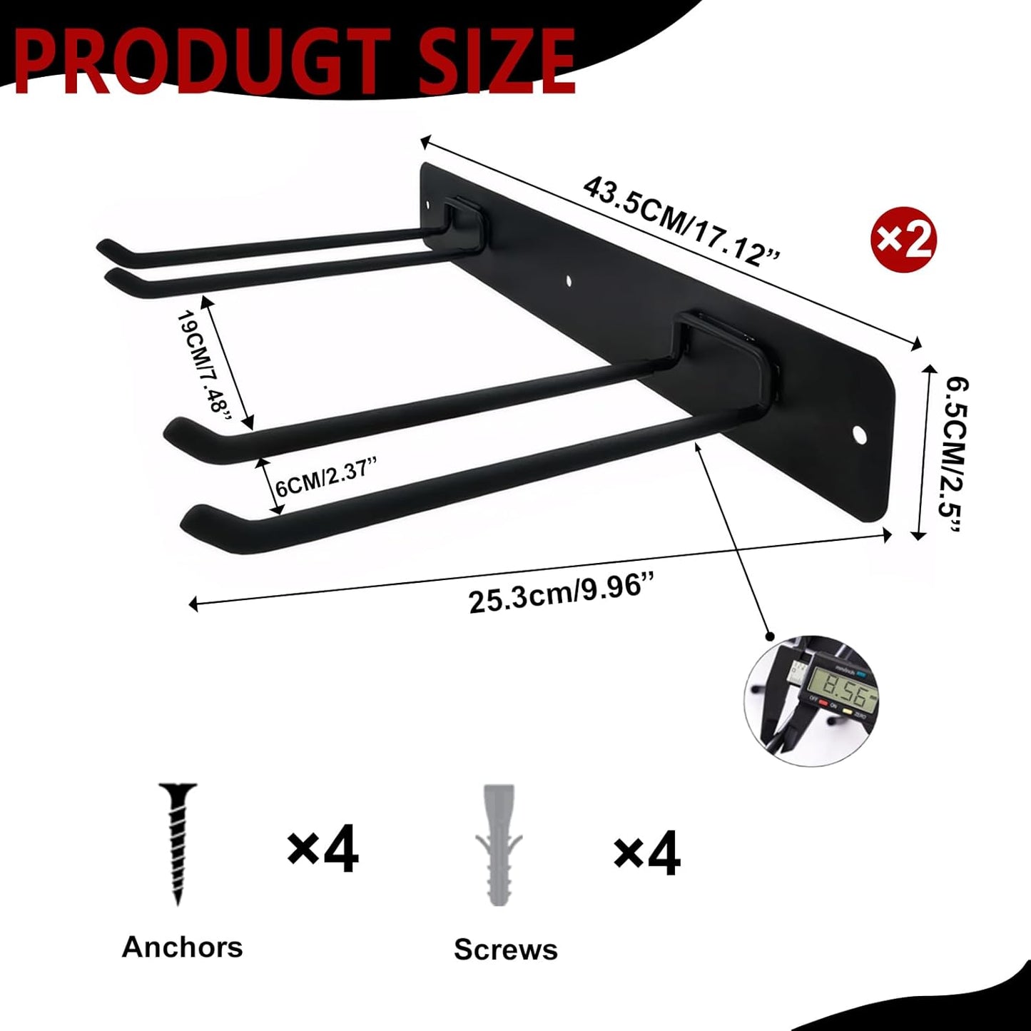 Garage Tool Organizer Wall Mount, 2Pack Folding Chair Storage Rack, Heavy Duty Garden Tool Holder for Hanging Shovel Rake Broom Ladder