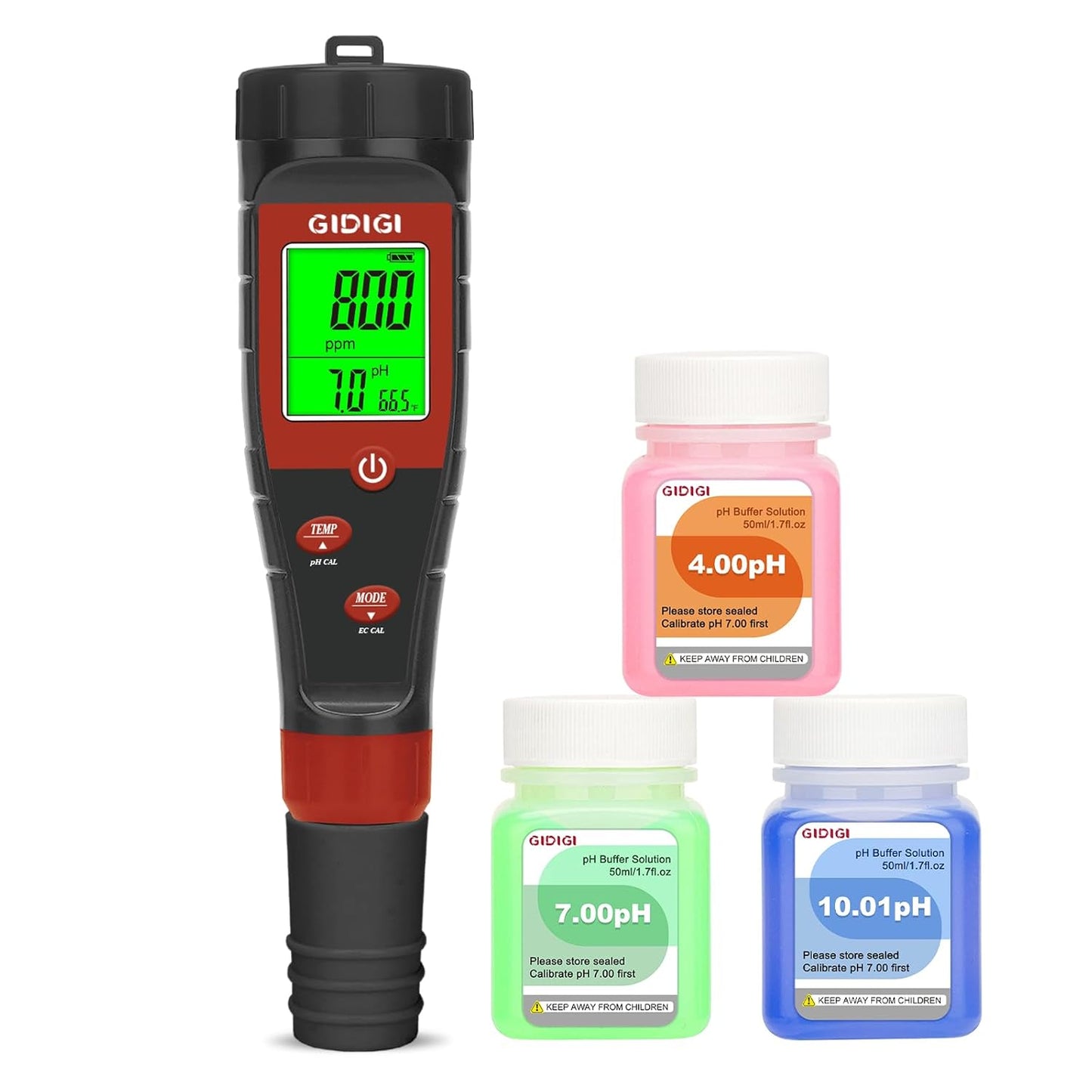 Digital pH Tester for Water, pH Meter for Hydroponic Water, TDS Tester EC PPM Test for Plant Nutrients, 4-in-1 Meter for Conductivity, pH Pen for Drinking Water, DWC, Indoor Plants