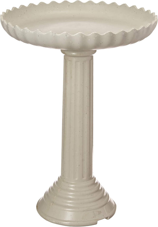 Farm Innovators Model HBC-120C Heated Birdbath, All Season Decorative Scalloped Stone with Pedestal, 120-Watt, Gray
